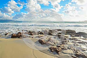 Brown rocks in Le Bombarde beach