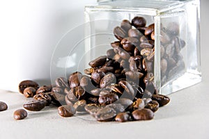 Brown rosted coffee beans
