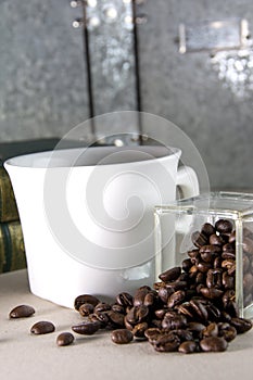 Brown rosted coffee beans