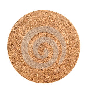 Brown Round Cork Coaster Isolated on White