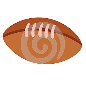 Brown rugby ball, flat, isolated object on a white background, vector illustration,