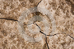 Brown rusty grunge background. Abstract texture of dry clay ground with cracks on earth soil