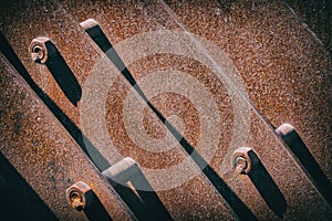 Brown Rusty Metal Panels With Iron Bolt And Nuts, Background Image