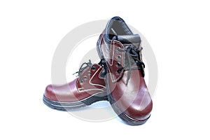 Brown safety shoes on isolated