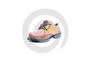 Brown safety shoes on isolated