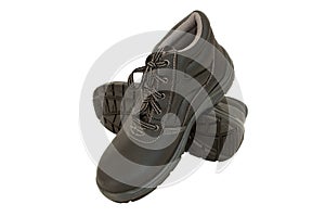 Brown safety shoes isolated on white background