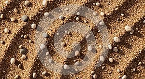 Brown sand with small pebbles arranged