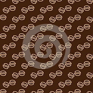 Brown seamless pattern with of abstract coffee beans. Vector illustration. Design menu, package, in the coffee shop, the