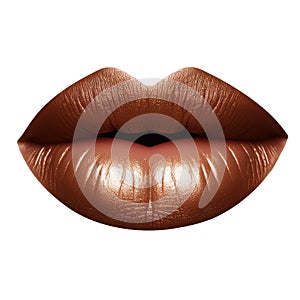 Brown sensual lips on isolated background