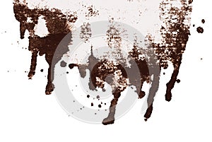 Brown sepia ink abstract dripping shape isolated