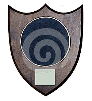 A brown shield Sign on the wall