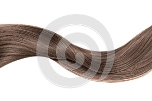 Brown shiny hair wave, isolated over white