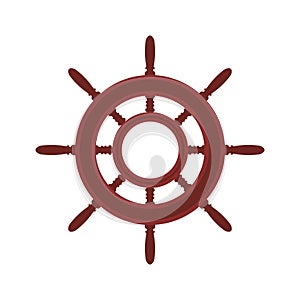 Brown ship wheel boat vector icon cruise. Nautical steering captain navigation sea. Travel vintage equipment adventure