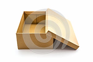 Brown shoe box on white background with clipping path.