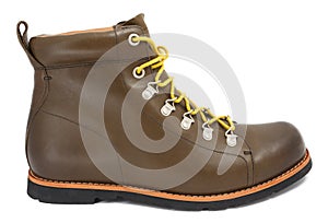 Brown shoes with yellow laces