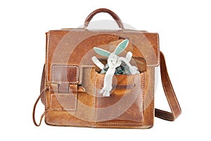 Brown shoulder bag with cute toy