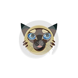 Brown Siamese cats face with blue eyes vector illustration