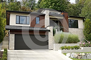 Brown Siding House Home Exterior Front Elevation