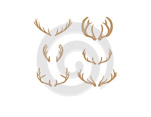 Brown silhouettes of deer antlers vector