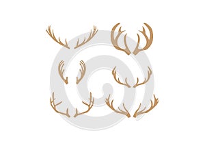 Brown silhouettes of deer antlers vector photo