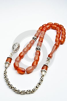 Brown and silver beads sequenced, short rosary, tespih tesbih