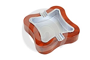 Brown and silver empty ashtray