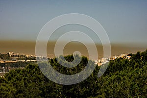 brown smog in the Lebanon sky