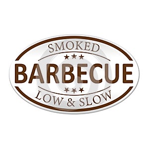 Brown smoked low and slow barbecue paper web lable badge isolated