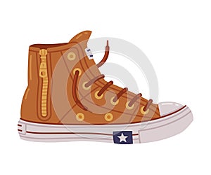 Brown Sneaker or Trainers as Shoe and Casual Footwear Vector Illustration