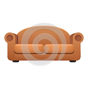 Brown sofa icon, cartoon style