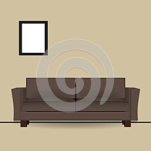 Brown sofa in interior