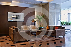Brown sofas the lobby photo