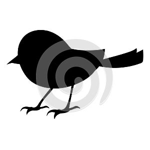 Brown Sparrow Flying. Black Bird Silhouette Against White Background No Sky. Free Vector