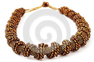 Brown Spiralling Beaded Neckwear, Traditionally African