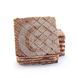 Brown square wafers on white