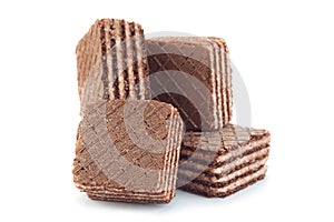 Brown square wafers on white