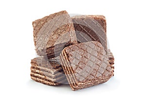 Brown square wafers on white