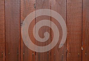 Brown Stained Wooden Board Fence Background with Vertical Stain