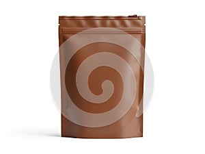 Brown stand-up pouch package isolated on white background