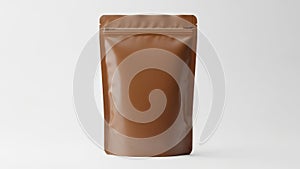 Brown standup pouch package isolated on white background
