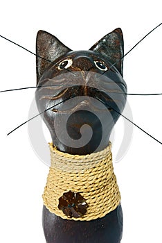 Brown statuette of the cat isolated