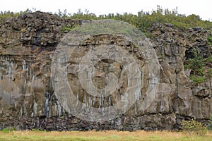 brown stone wall pattern background, Asbyrgi Vesturdalur, Iceland