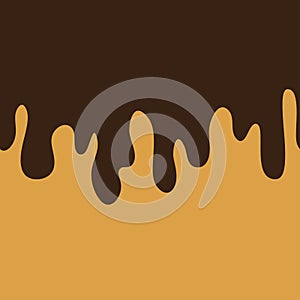 Brown streaks of chocolate on cookies. Vector seamless banner. W