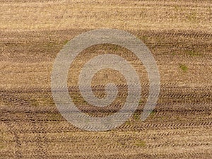 Brown stubble Field Aerial View photo