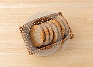 Brown sugar and cinnamon cookies in a basket