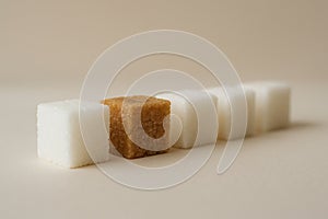 Brown Sugar Cube Standing Out Among White Cubes AI-GENERATED