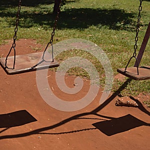 Swing in the park, stoped