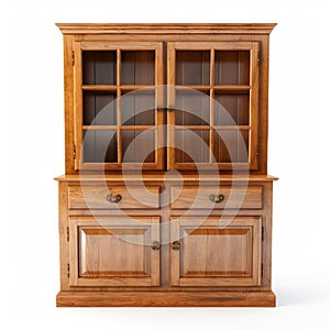Brown Tall China Cabinet With Glass Door - High Resolution Kitchen Hutch