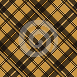 Brown Tartan Plaid Scottish fabric texture check tartan seamless pattern. Vector illustration.