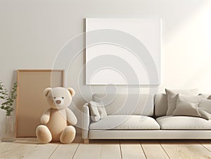 brown teddy bear with a blank sign with space for copy